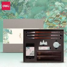 得力（deli）颐和园精品文房四宝 毛笔纯手工制作 高档书法套装 75508