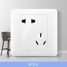 德力西（DELIXI）开关插座CD812暗装一开五孔86型白色 斜五孔