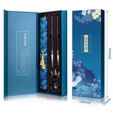 得力(deli)颐和园珍藏精品 锦缎卷轴水写布/毛笔/笔架/水碗 文房四宝套装 74268