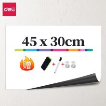 得力(deli)45*30cm家用软磁铁自粘白板贴可擦写墙贴/写字板/画板  含背胶50120