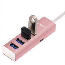 飞利浦(PHILIPS) SWR1655/93-1 USB3.0分线器一拖四多接口带5V充电口 笔记本台式电脑4口集线器HUB转换器 1米