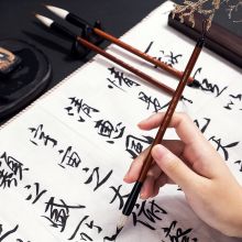 得力(deli)兼毫毛笔套装 文房四宝练字笔墨纸砚大中小楷书（40mm、35mm、30mm笔锋毛笔）36006