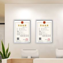 墨斗鱼 营业执照正本副本框A3相框挂墙铝合工商证件证书框画框保护套相片框架金亚银色 3396
