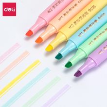 得力(deli)6色柔彩荧光笔套装水性记号笔6支/盒S605