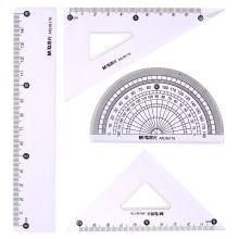 晨光(M&G)简约考试绘图套尺(直尺+三角尺*2+量角器)组合装 4件套颜色随机ARL96176