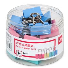 得力(deli)48只32mm彩色长尾夹票夹 3#金属燕尾夹票据夹子 33424