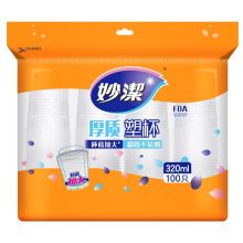 妙洁 MDPB100-B 一次性杯子塑料水杯 大号320ml*100只装