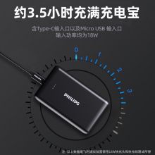 飞利浦 DLP2004B 充电宝迷你小巧10000毫安时大容量便携式PD20W快充移动电源适用于华为苹果12手机冲电宝