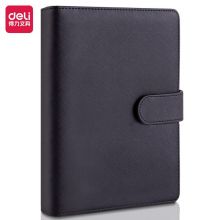 得力(deli)25K100张商务活页笔记本子文具 工作记事本皮面本 黑色3151