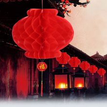 青苇 大红灯笼 塑纸蜂窝灯笼 20个装28CM 