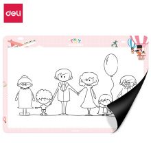 得力(deli)60*40cm家用软磁铁自粘白板贴可擦写贴纸画板  粉色8779A