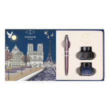 派克钢笔（PARKER）签字笔 IM丁香紫白夹钢笔+巴黎大都会礼盒大都会墨水礼盒套装