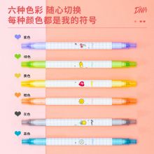得力(deli)6色柔彩荧光笔套装 醒目标记笔 水性记号笔6支/盒S606