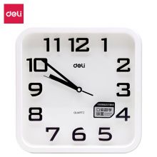 得力(deli)时尚办公家居低噪音挂钟 (33*33cm) 白色 8949