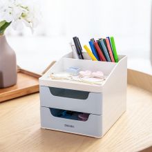 得力(deli)五格桌面收纳盒笔筒  浅蓝8901