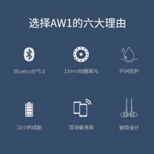 得胜（TAKSTAR）AW1 入耳式无线运动蓝牙耳机 手机耳机 磁吸入耳式耳机