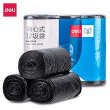 得力/deli 18745 背心式垃圾袋(黑色)(3卷装，30只/卷)