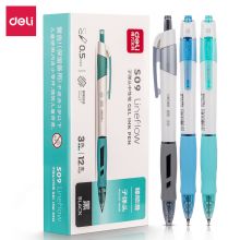 得力(deli)臻顺滑按动中性笔 0.5mm子弹头 12支/盒S09黑