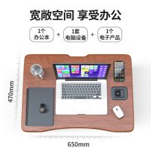 得力/deli 33407 站立办公升降台式电脑桌 家用笔记本显示器支架木纹色