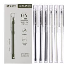 晨光(M&G)文具0.5mm黑色中性笔 透明笔杆签字笔 本味系列 12支/盒AGPB5902
