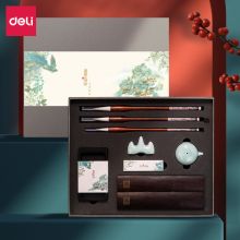 得力（deli）颐和园精品文房四宝 毛笔纯手工制作 高档书法套装 75508