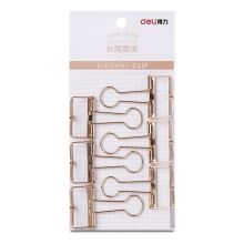 得力(deli)6只32mm玫瑰金镂空票夹长尾夹 办公票夹时尚燕尾夹 9415
