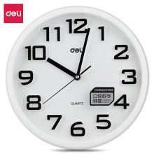 得力(deli)φ33cm时尚炫彩办公家居挂钟 白色 8948