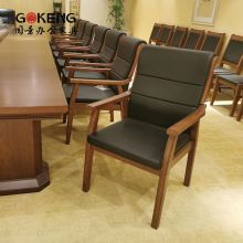 国景（GOKENG） 办公椅 黑色西皮会议椅 带扶手椅子1W 630*760*990